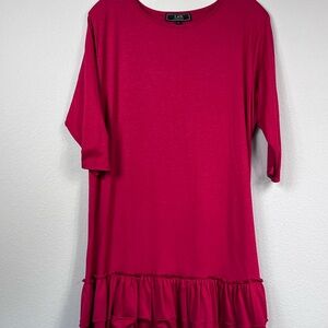 L&B Lucky & Blessed Drop Waist Tunic Top L Crimson Red Soft Knit
